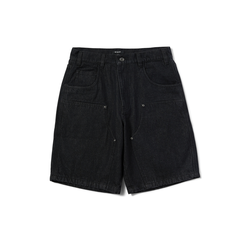 HUF CLASSIC H DOUBLE KNEE DENIM SHORTS BLACK DENIM