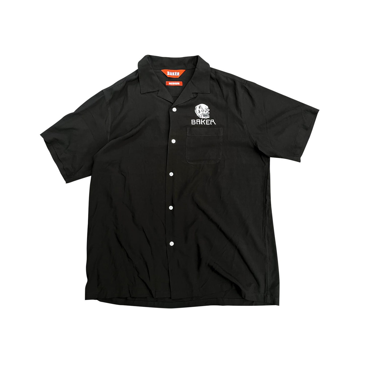 BAKER SKATEBOARDS SHORT SLEEVE SKULL BLACK BUTTON UP