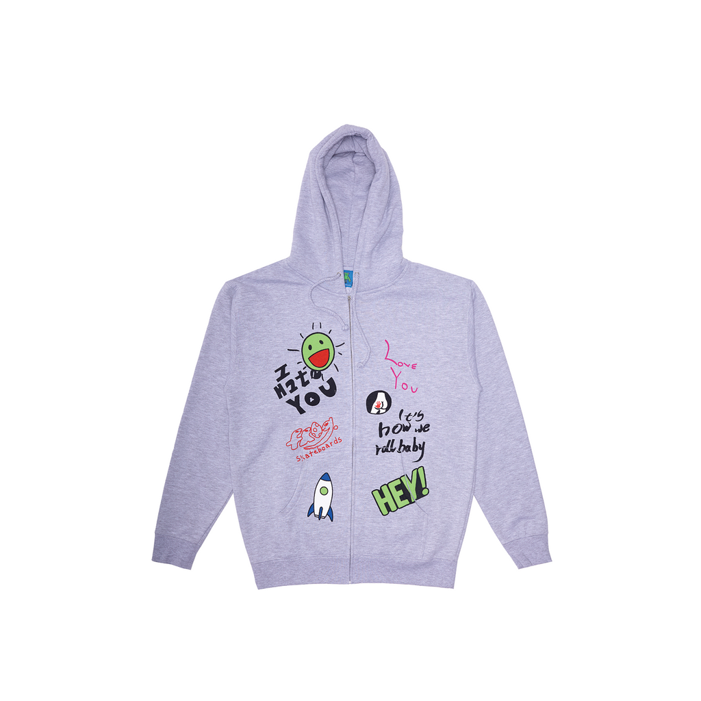 FROG SKATEBOARD LOVE/HATE ZIP UP HOODIE
