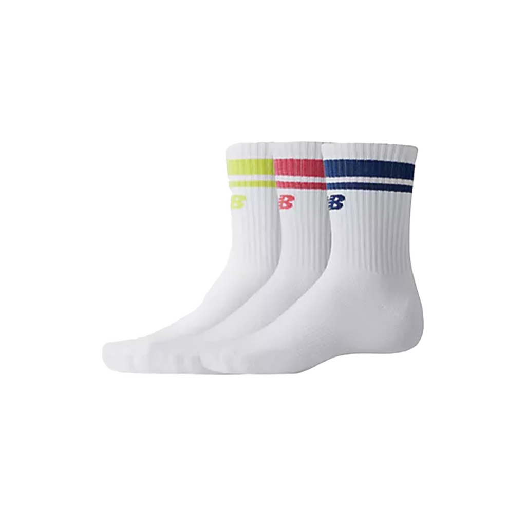NEW BALANCE  STRIPED CREW SOCKS NEON