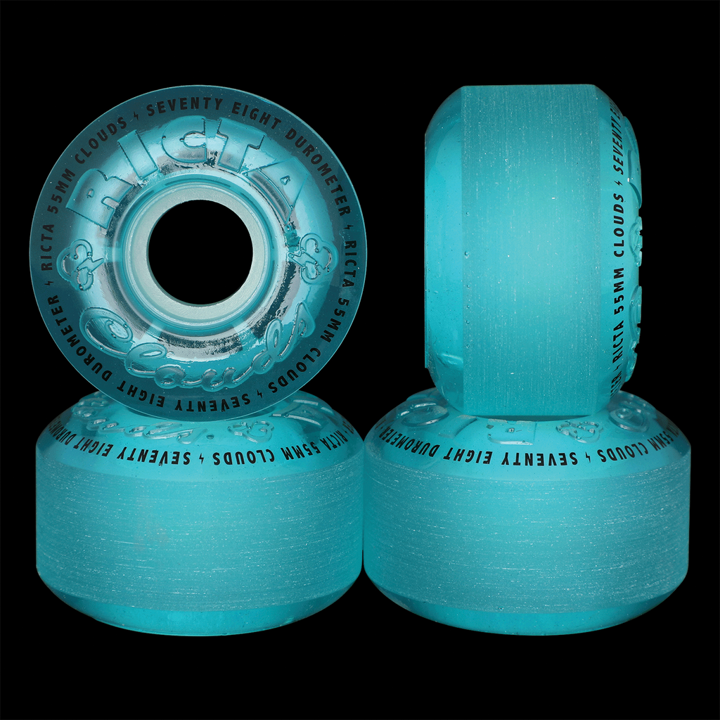 RICTA CLOUDS SKATEBOARD TRANSPARENT BLUE GLOW IN THE DARK 78A 55MM