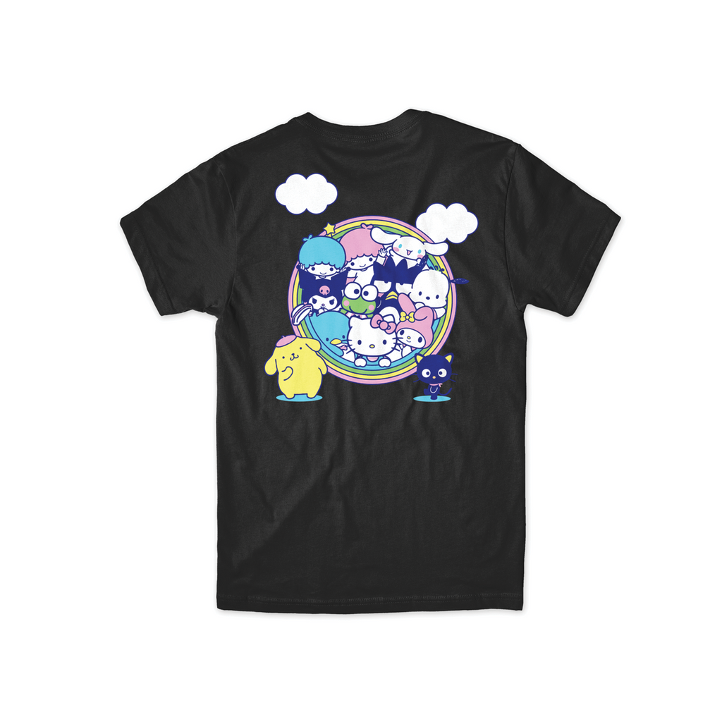 GIRL SKATEBOARDS HELLO KITTY RAINBOW CIRCLE TEE BLACK