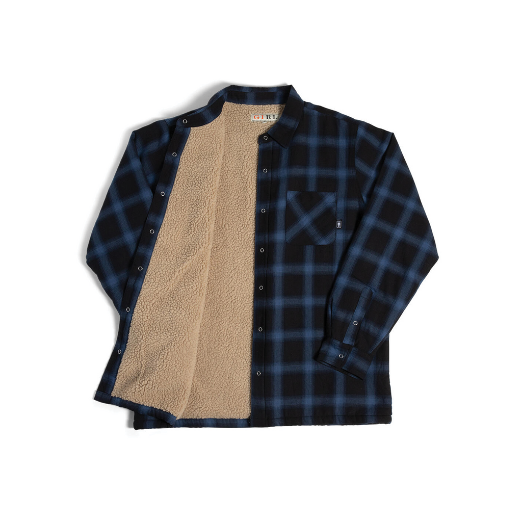 GIRL SKATEBOARD SHERPA LINED FLANNEL