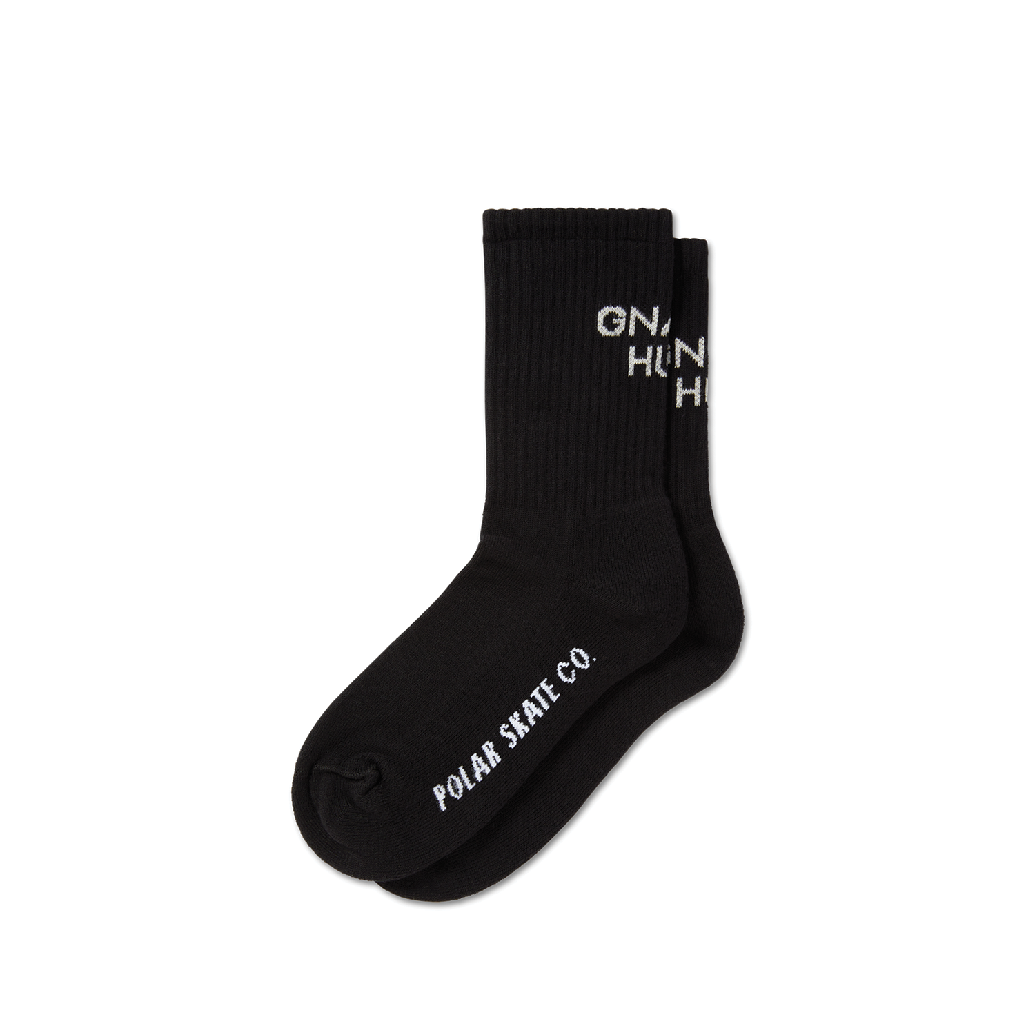 POLAR SKATE CO RID SOCKS GNARLY HUH!  BLACK/WHITE