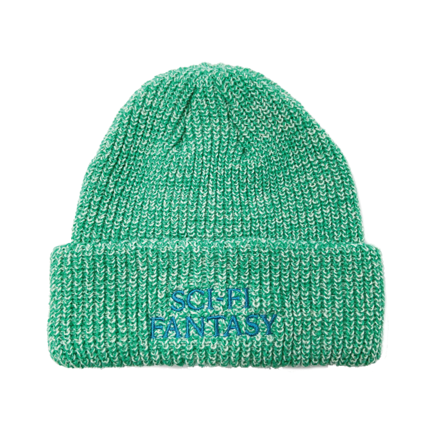 SCI-FI FANTASY MIXED YARN LOGO BEANIE GREEN/ CREAM