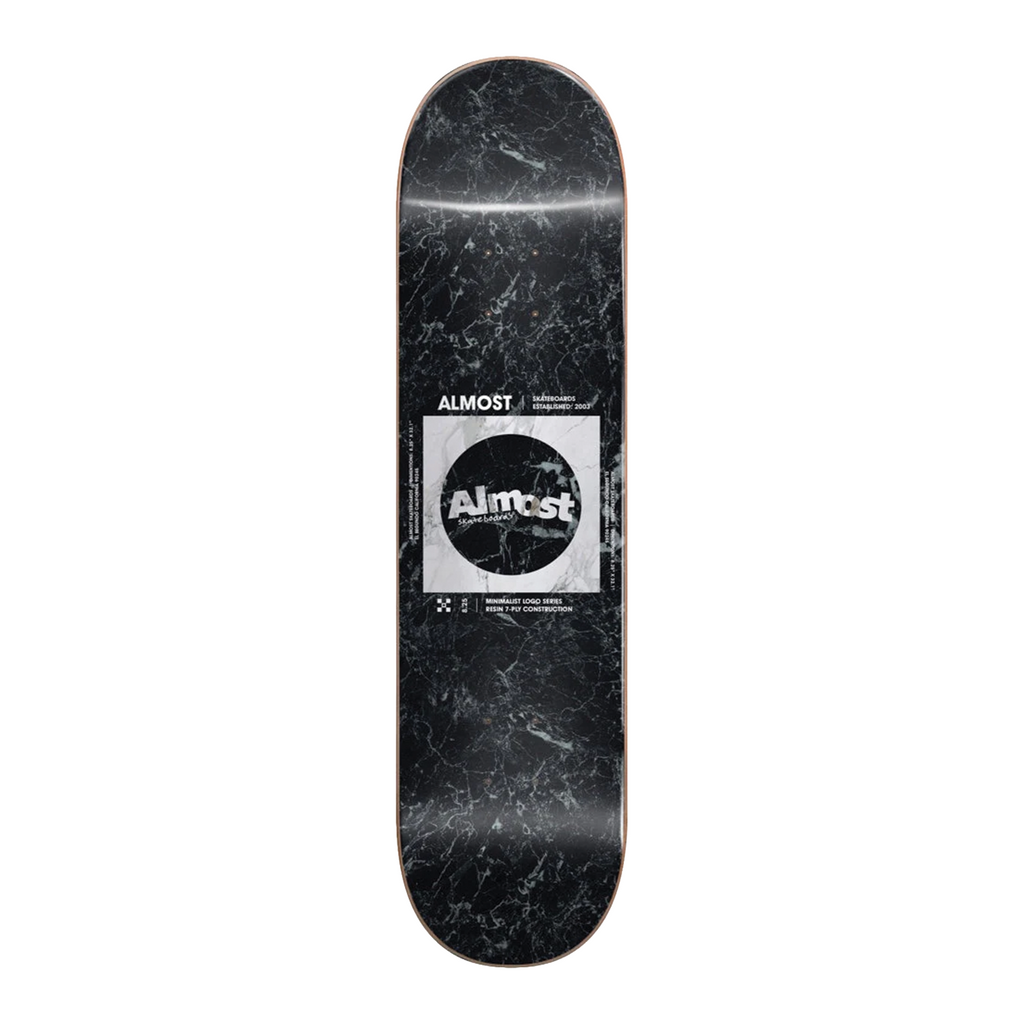 ALMOST SKATEBOARDS MINIMALIST LOGO SERIES BLACK/WHITE IMPACT RESIN 7-PLY DECK 8.0