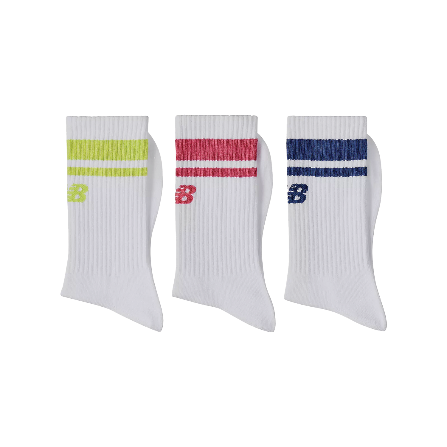 NEW BALANCE  STRIPED CREW SOCKS NEON