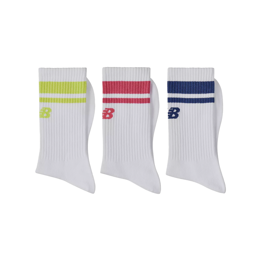 NEW BALANCE  STRIPED CREW SOCKS NEON