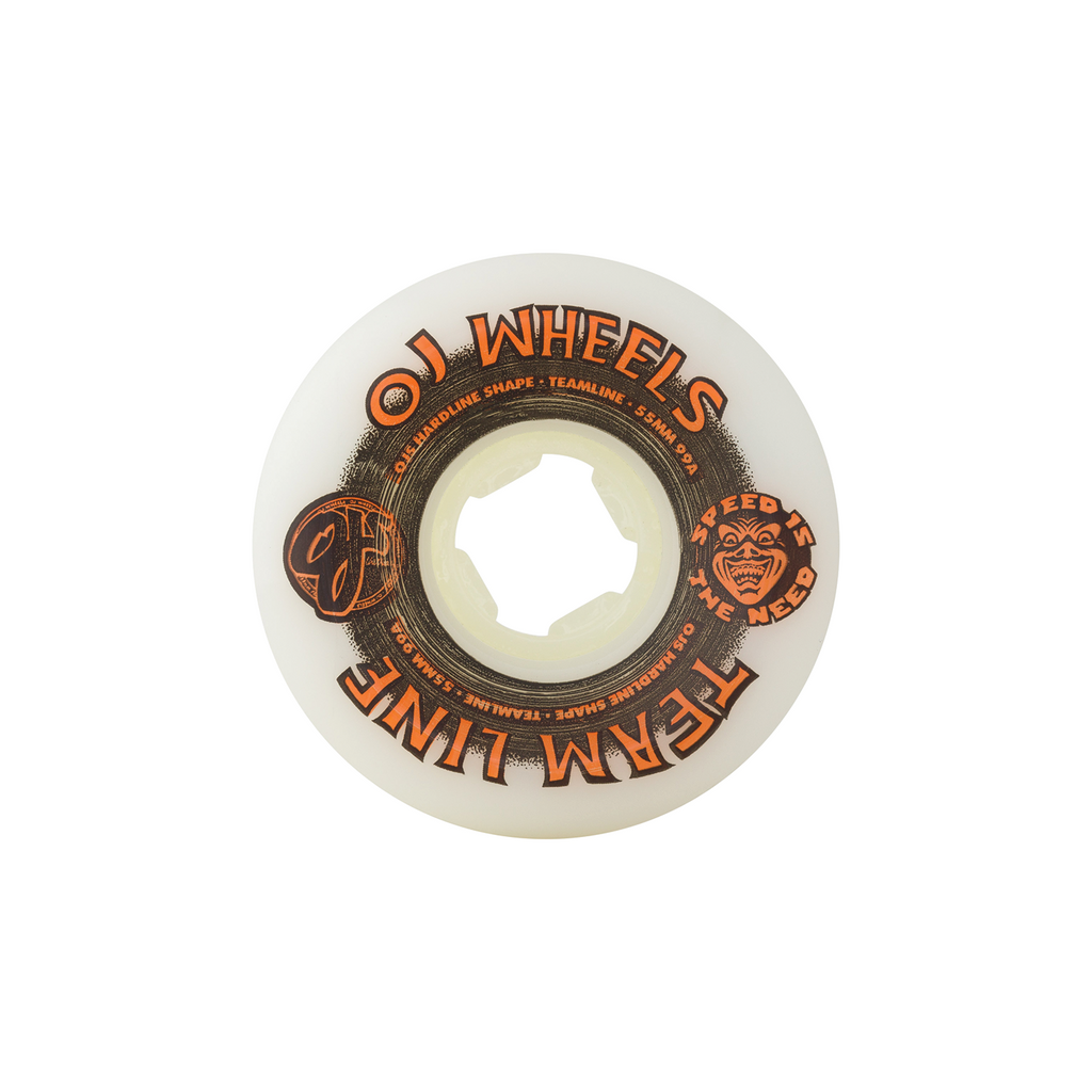 OJ WHEELS TEAM LINE ORIGINAL WHITE BLACK/ORANGE HARDLINE 99A 55MM