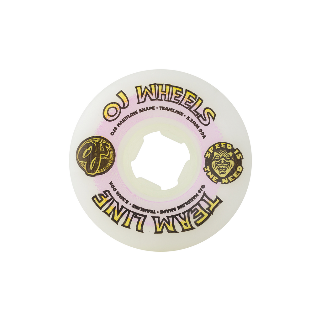 OJ WHEELS TEAM LINE ORIGINAL WHITE PURPLE/YELLOW HARDLINE 99A 53MM