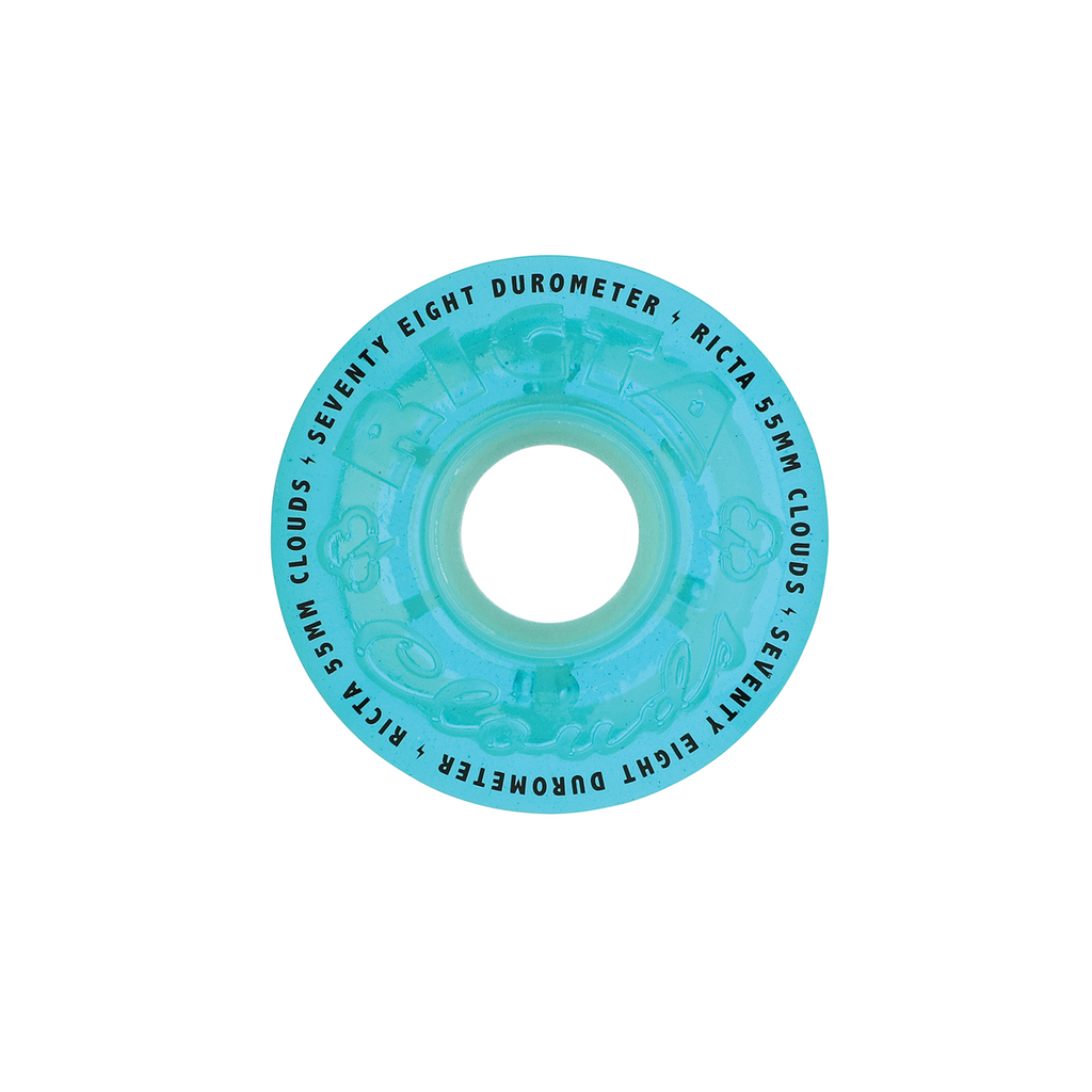 RICTA CLOUDS SKATEBOARD TRANSPARENT BLUE GLOW IN THE DARK 78A 55MM