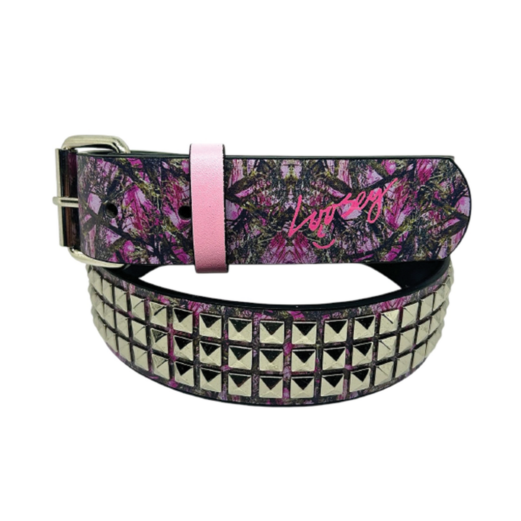 LOOSEY CAMO STUD BELT PINK
