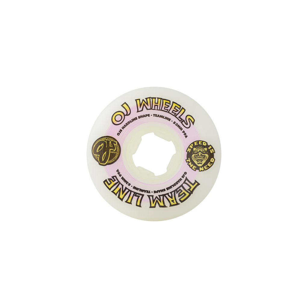 OJ WHEELS TEAM LINE ORIGINAL WHITE PURPLE/ YELLOW HARDLINE 99A 53MM