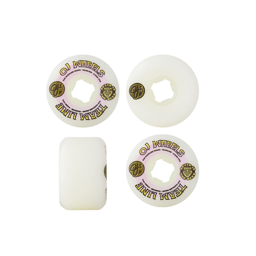 OJ WHEELS TEAM LINE ORIGINAL WHITE PURPLE/ YELLOW HARDLINE 99A 53MM