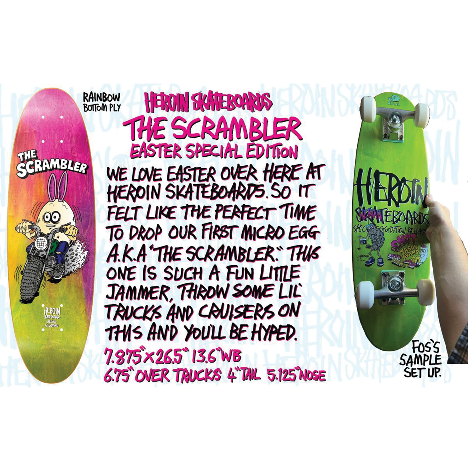 Herion Skateboards Scrambler Egg Deck 7.88
