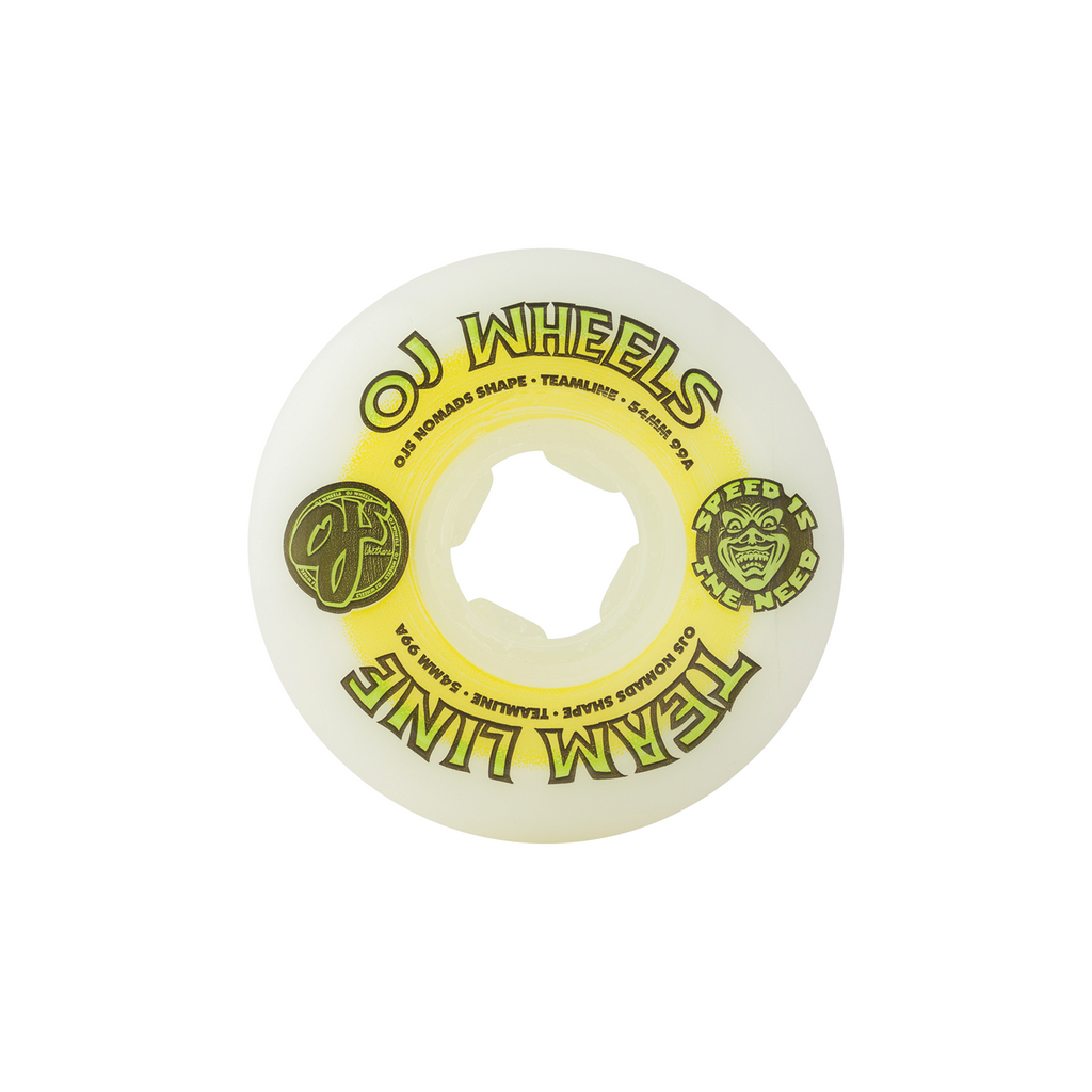 OJ WHEELS TEAM LINE ORIGINAL WHITE YELLOW/GREEN HARDLINE 99A 54MM