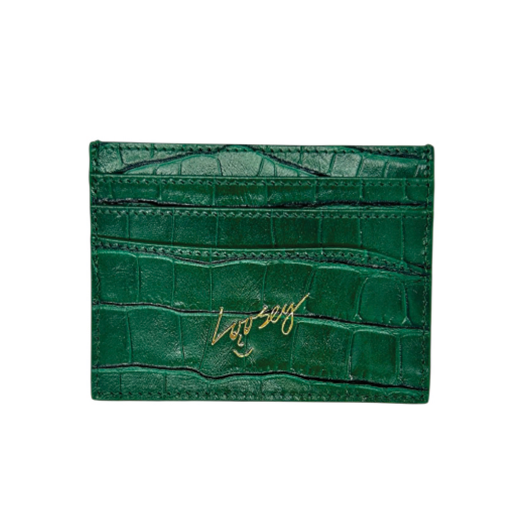 LOOSEY CARD HOLDER GREEN CROC SKIN