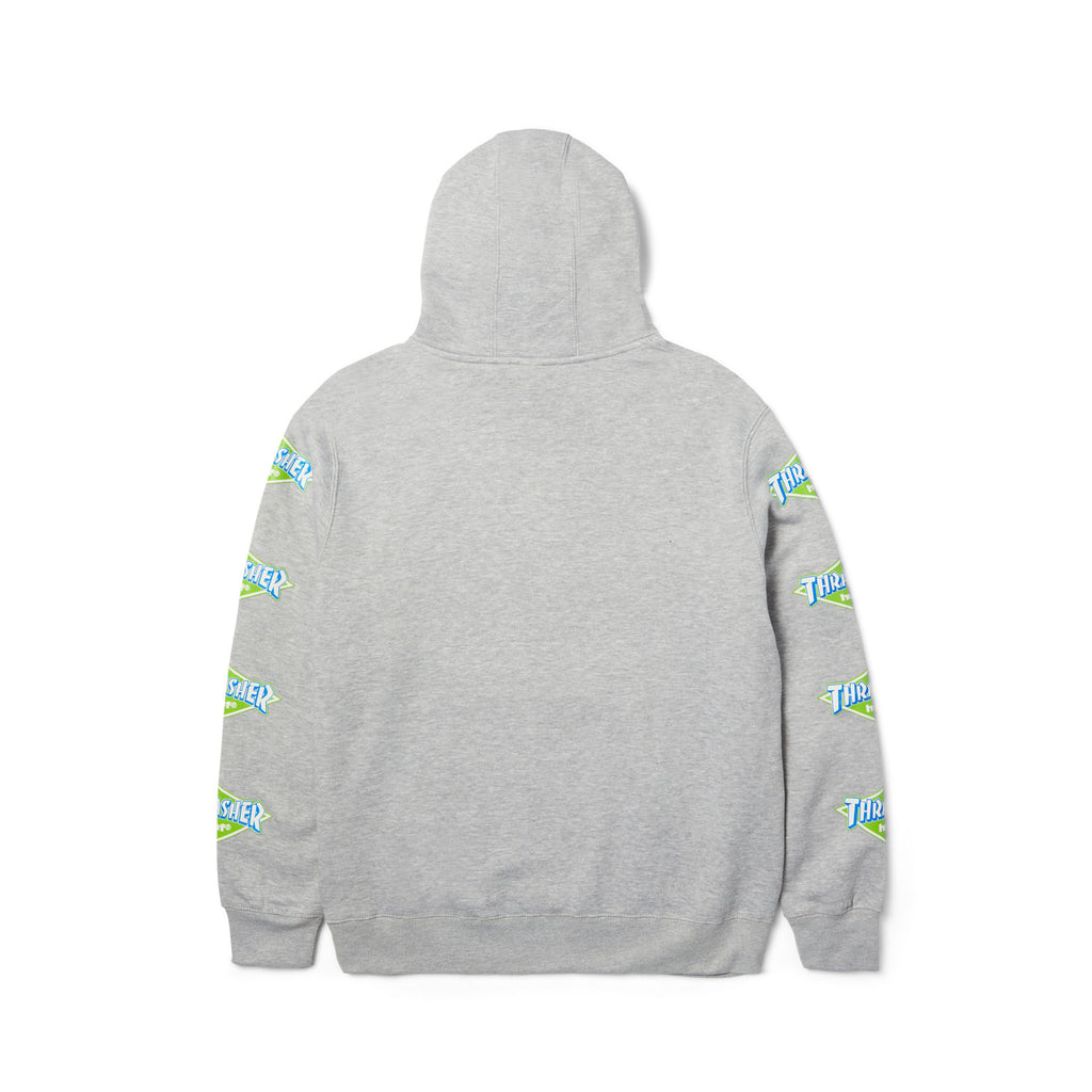 HUF X THRASHER LOGO PO HOODIE HEATHER GREY