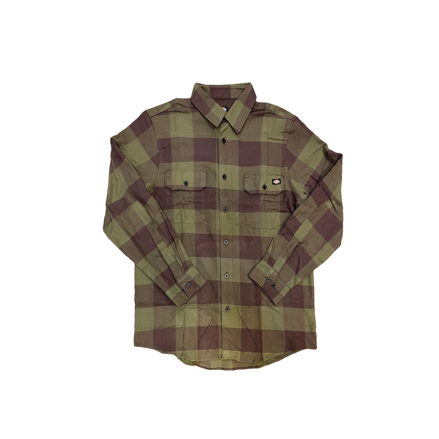DICKIES LONG SLEEVE FLANNEL SHIRT DARK OLIVE BUFFALO PLAID