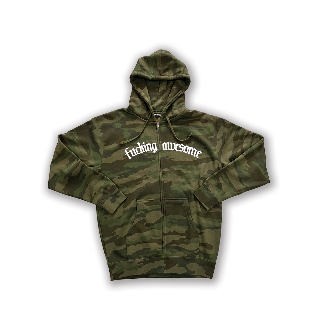 FUCKING AWESOME BLACKLETTER LOGO ZIPPED HOODIE CAMO