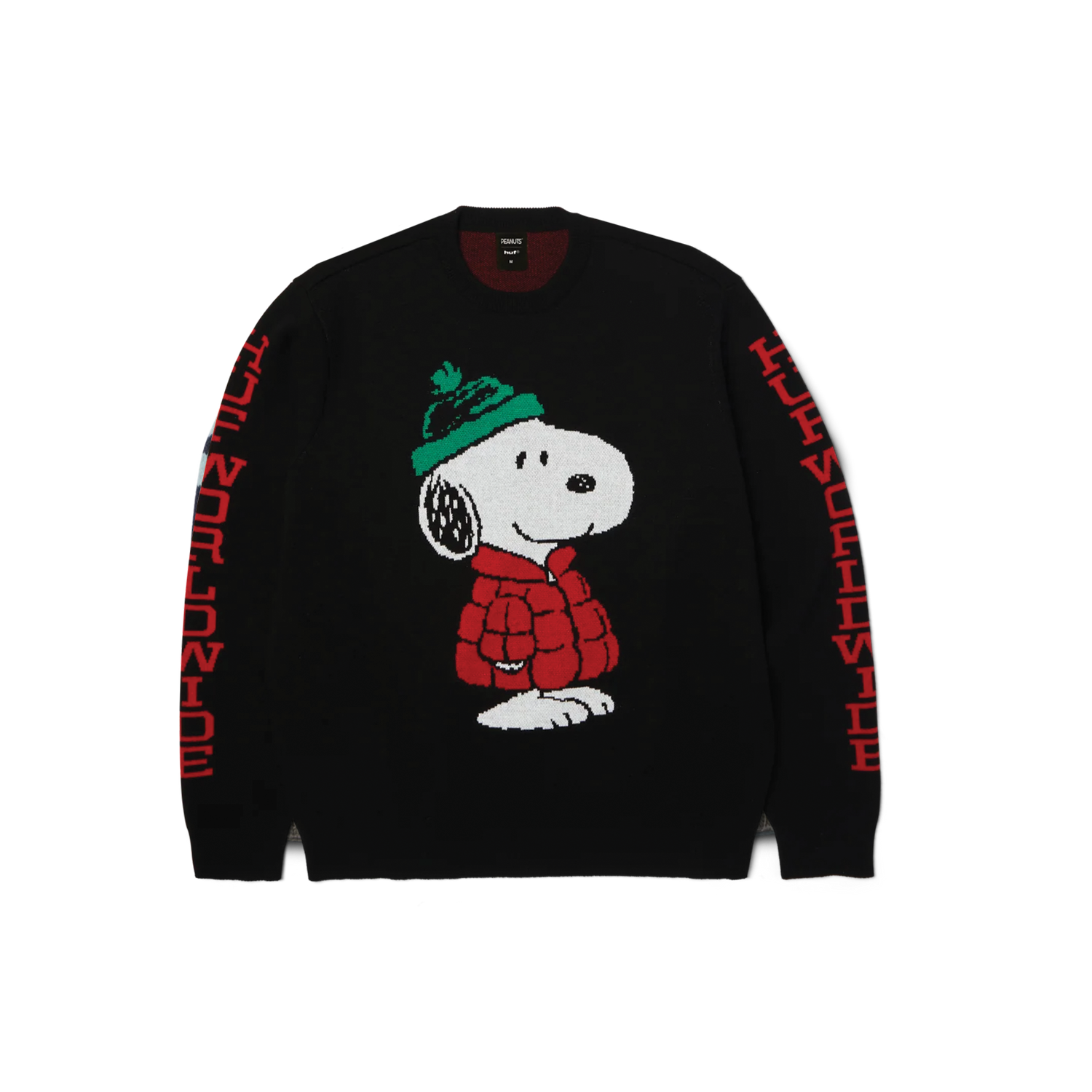HUF X PEANUTS - SNOOPY PUFFER SWEATER - BLACK