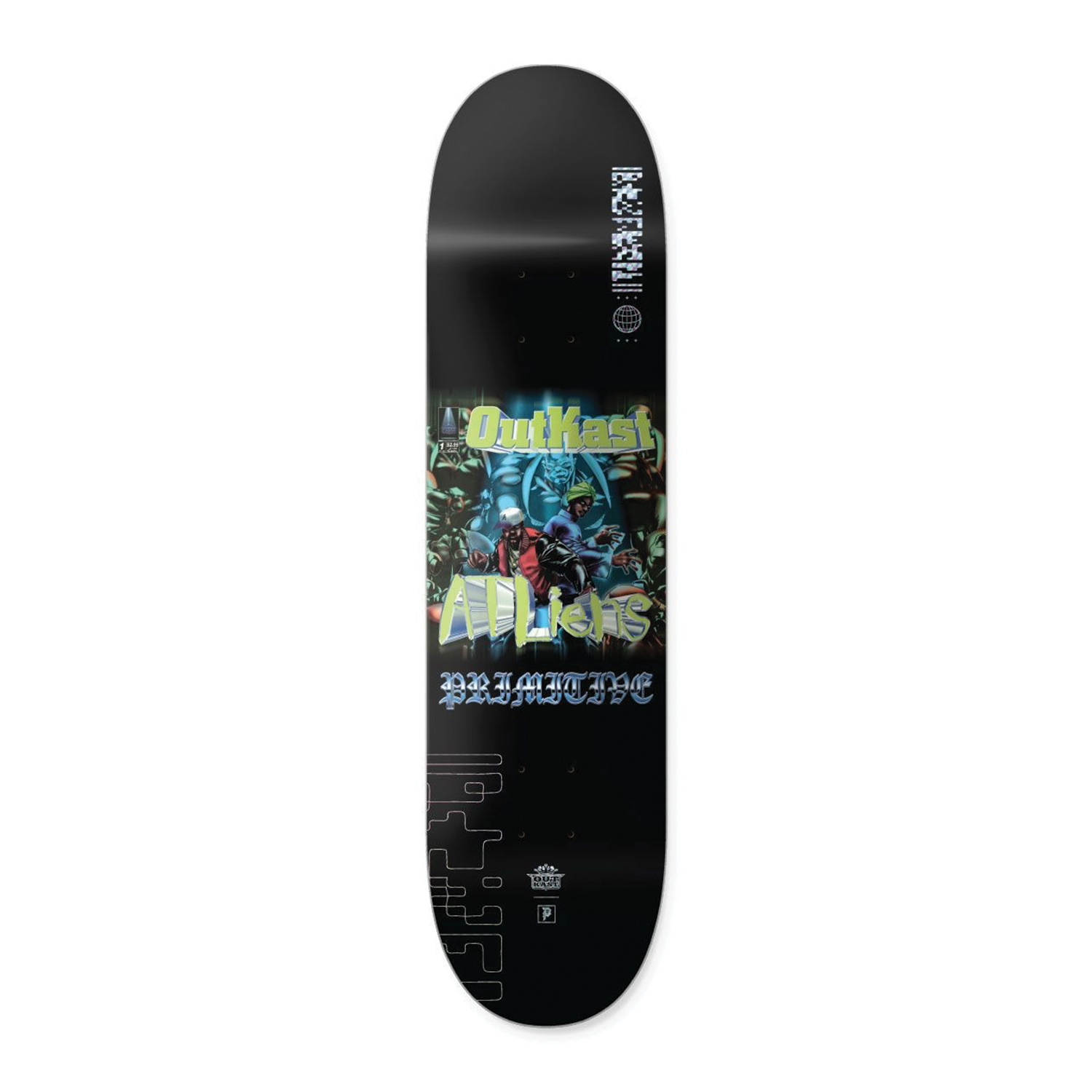 PRIMITIVE SKATE BOARD X OUTKAST ATLIENS TEAM DECK - BLACK 8.25