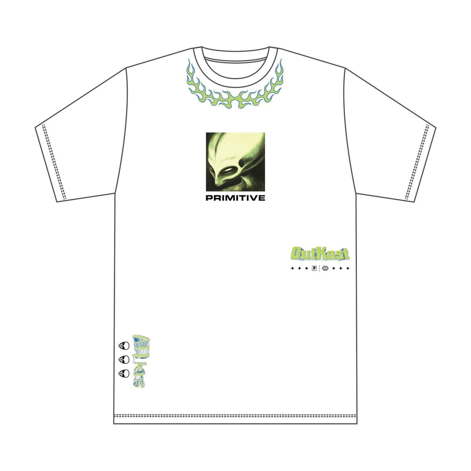 PRIMITIVE SKATEBOARDS X OUTKAST ATLIENS HW T-SHIRT - WHITE
