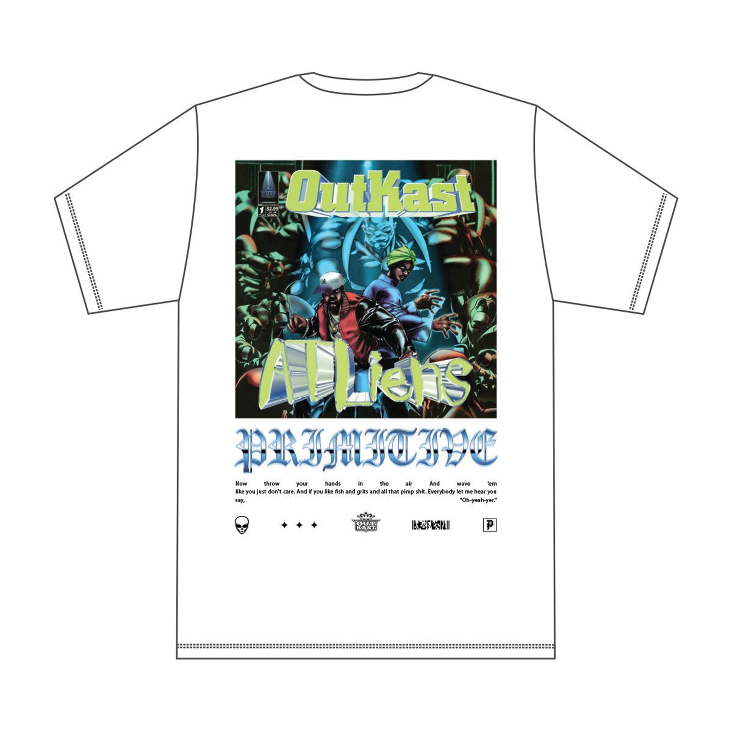 PRIMITIVE SKATEBOARDS X OUTKAST ATLIENS HW T-SHIRT - WHITE