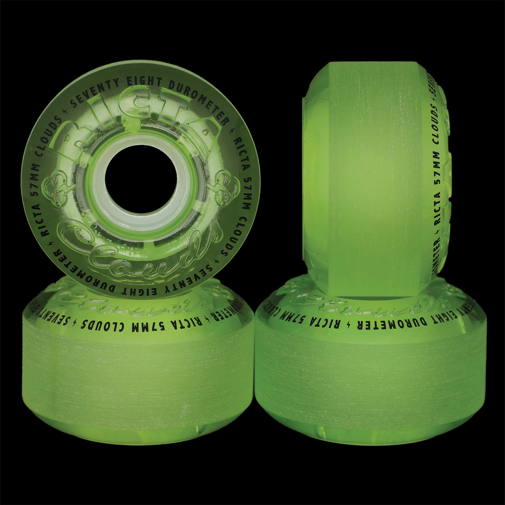 RICTA CLOUDS SKATEBOARD TRANSPARENT GREEN GLOW IN THE DARK 78A 57MM