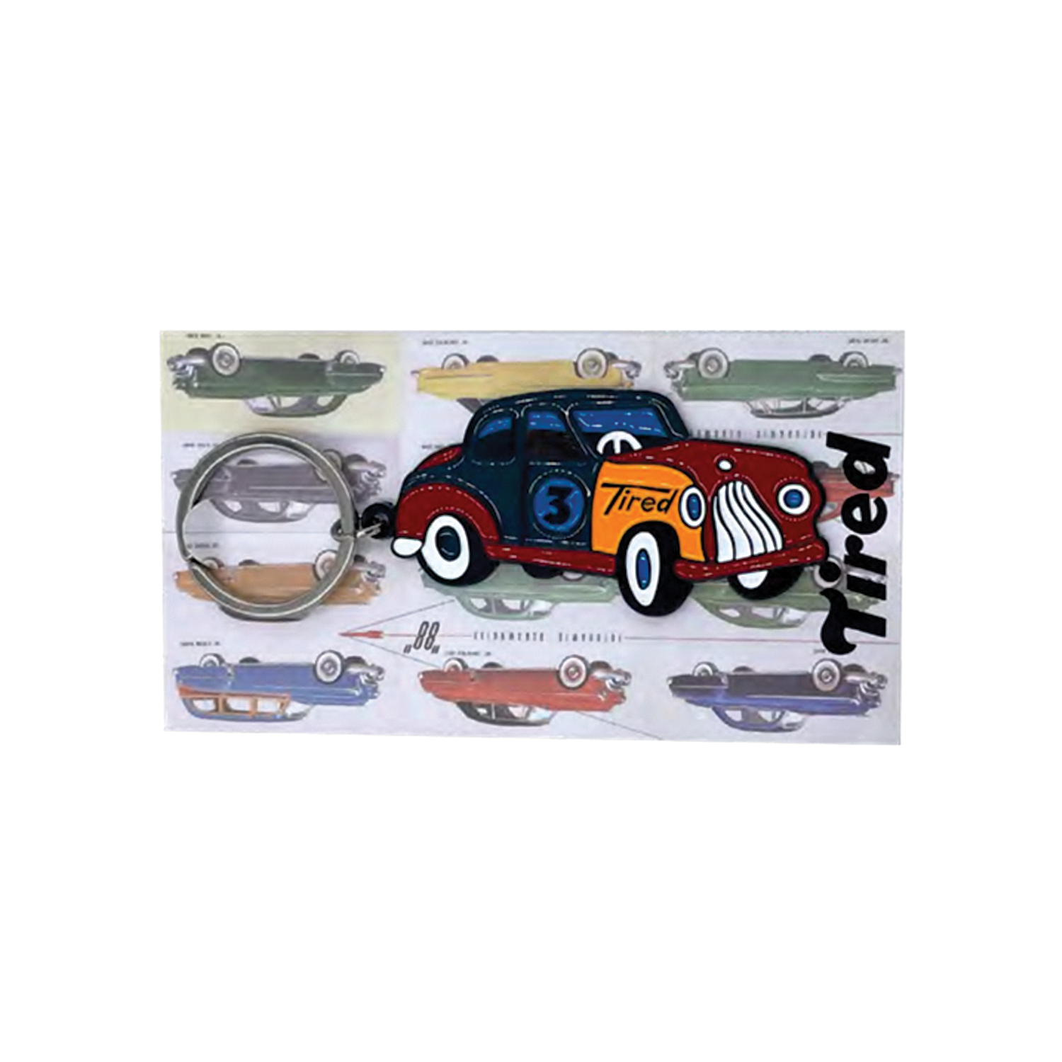 TIRED SKATEBOARDS OLD MOBIL KEYCHAIN