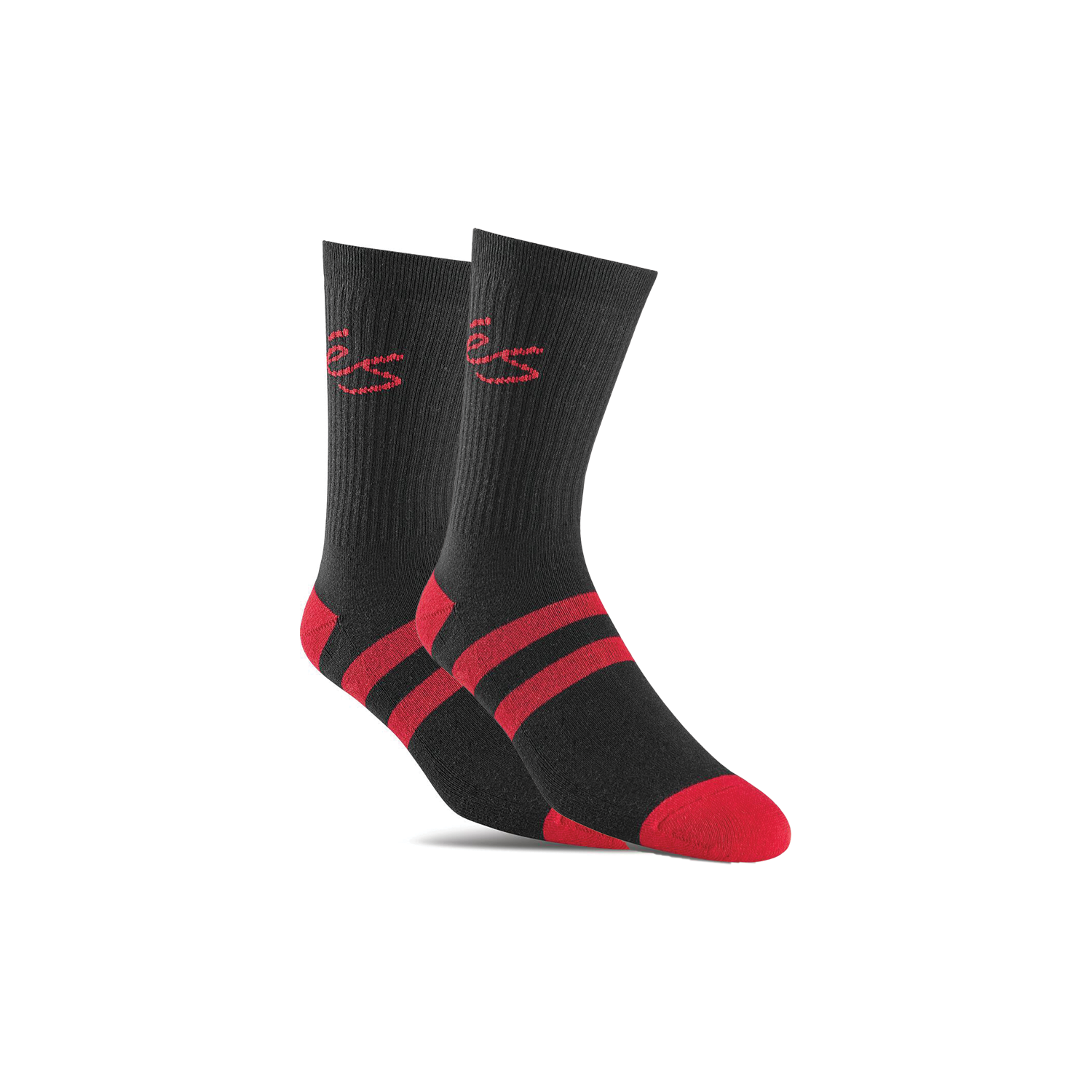 ES  FOOTWEAR SCRIPT STRIPE CREW SOCKS BLACK/RED