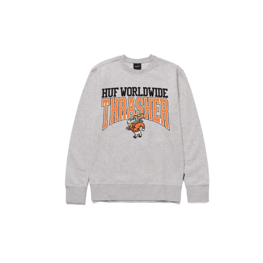 HUF X THRASHER CANDLESTICK CREWNWCK ATHLETIC HEATHER