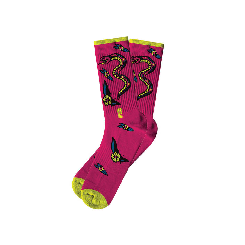 PSOCKADELIC SNAKE FLOWER SOCKS PINK